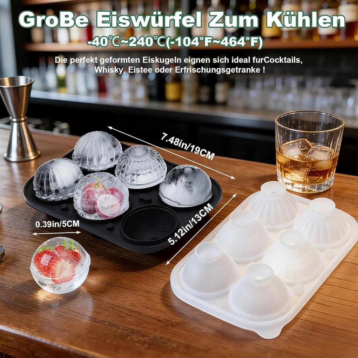 EISWÜRFELFORMEN 3er-Set Silikon rund mit Deckel - Multicolor, Kunststoff (13.5/6/19cm)