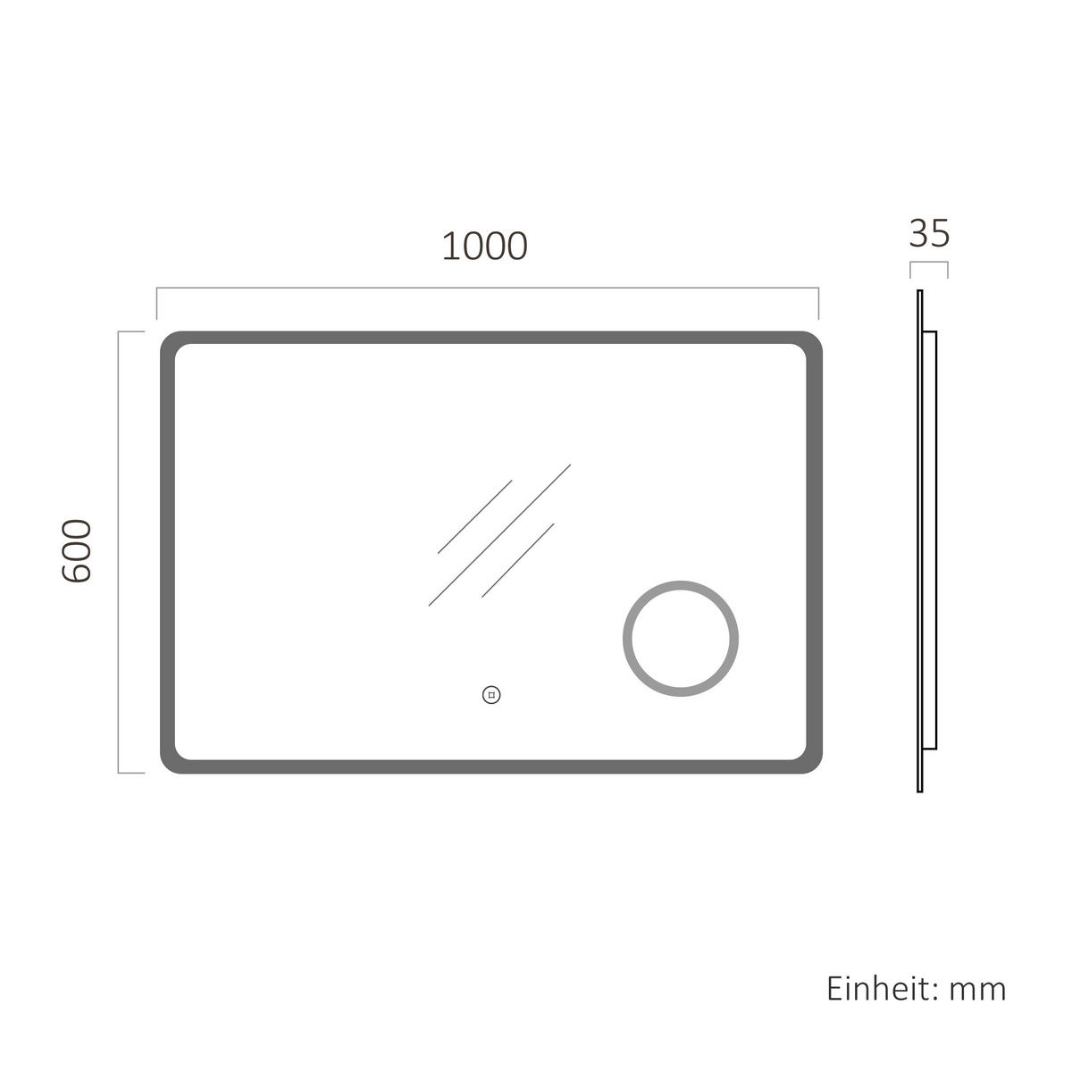 BADSPIEGEL mit Beleuchtung mit Integriertem Schminkspiegel 100/60/3,5 cm - Transparent, Glas (100/60/3.5cm) - EMKE