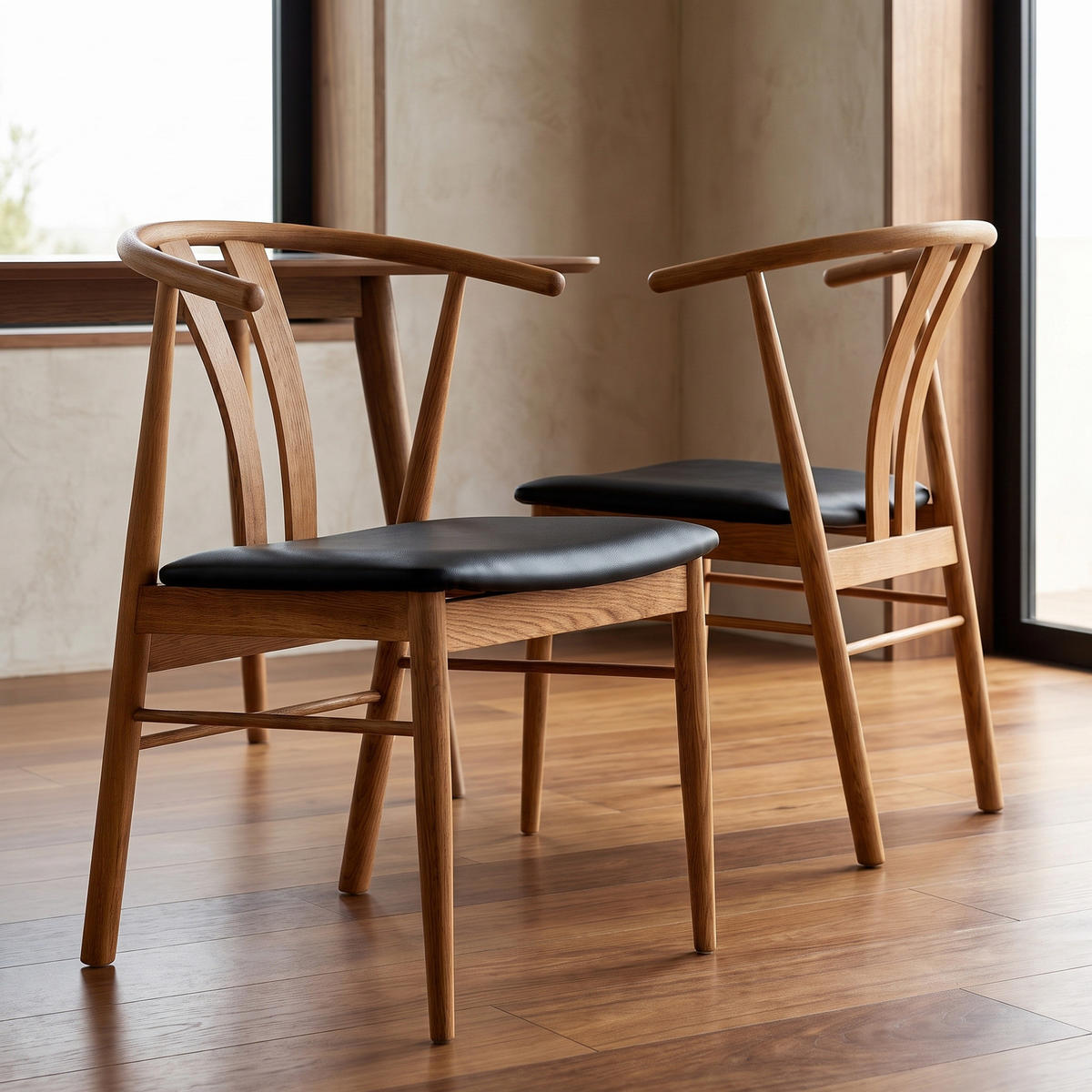 MATSTOL Andre 54 x 60 x 77 cm – ek/svart - Ekfärgad/Svart, Trä/Textil (54/77/60cm) - ebuy24