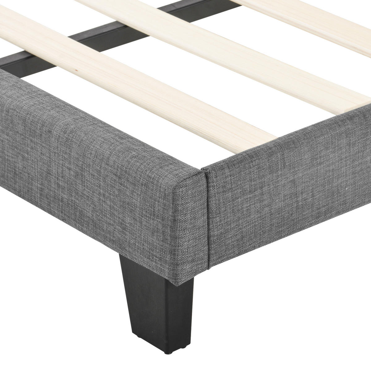 POLSTERBETT 90/200 cm Grau aus Leinen mit Lattenrost - Grau, Textil (90/200cm) - OKMYHOME