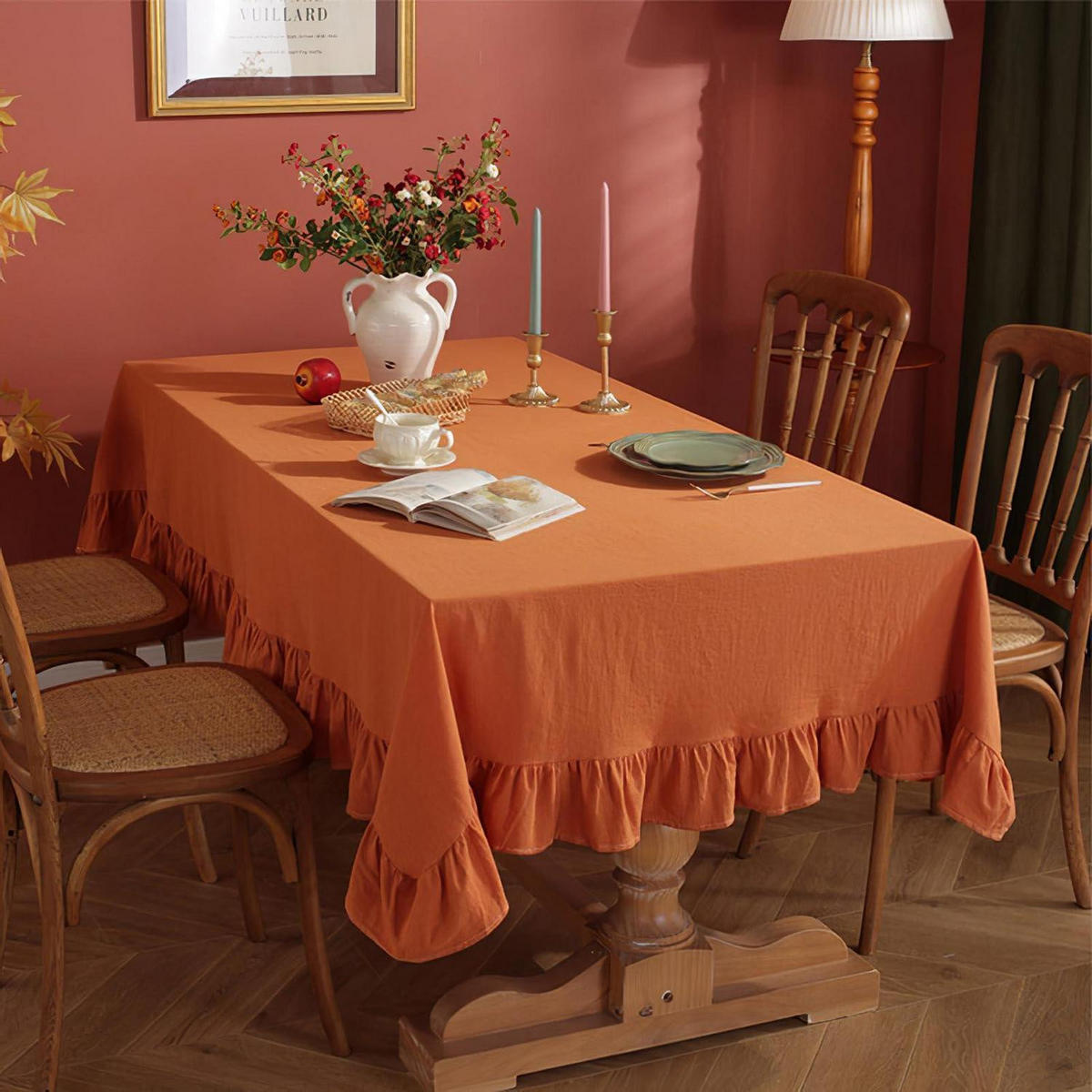 TISCHDECKE Leinenoptik Orange 120 x 160 cm - Orange, Textil (160/120/1.5cm)