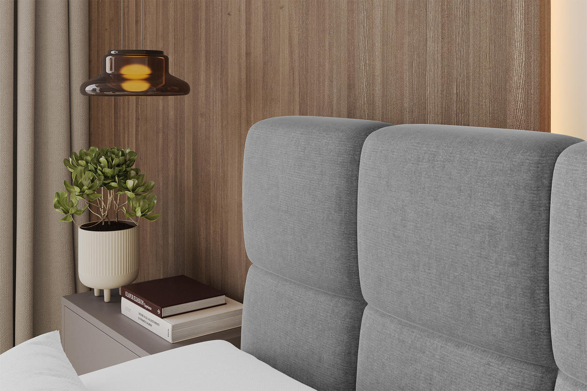 BOXBETT mit Matratze H4 - FAMA - 120x200 cm Grau Monolith - Graphitfarben, Holzwerkstoff (120/200cm) - ALTDECOR