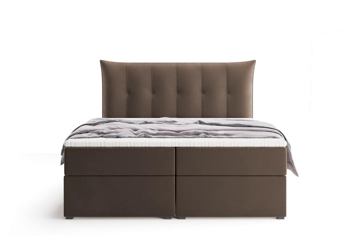 BOXSPRINGBETT PREMIUM 10, 160 x 200 cm, Bettkasten, H3, braun - Braun, Textil (160/200cm) - Labett