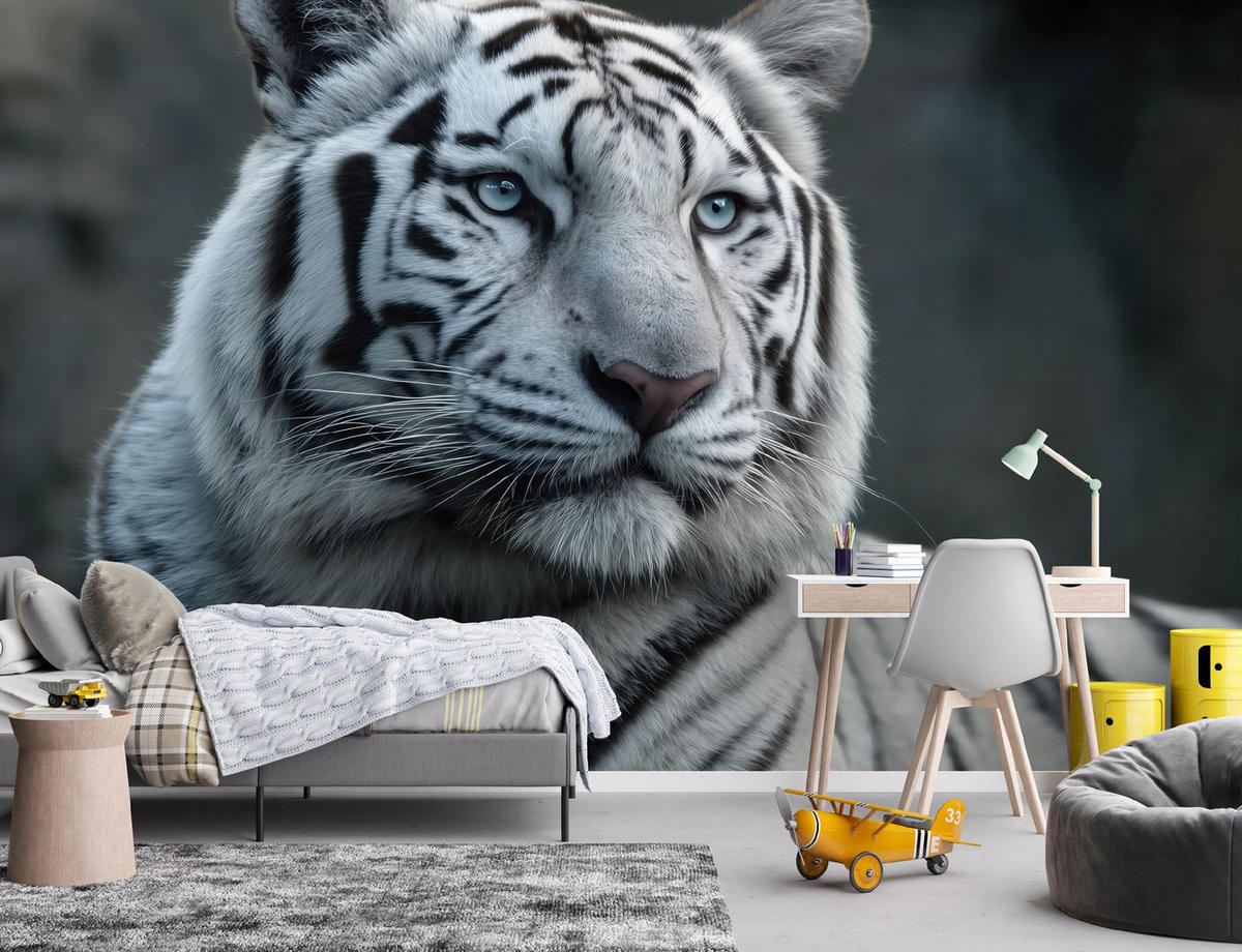 FOTOTAPETE Tiger Tiere Weiß 250x175 cm - Multicolor, Papier (250/175cm) - Wallarena