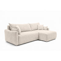 ECKSOFA Mit Schlaffunktion, Cordstoff Poso, Beige, Rechts, JAPANDI - Creme, Holz (262/145cm) - Kaiser Möbel