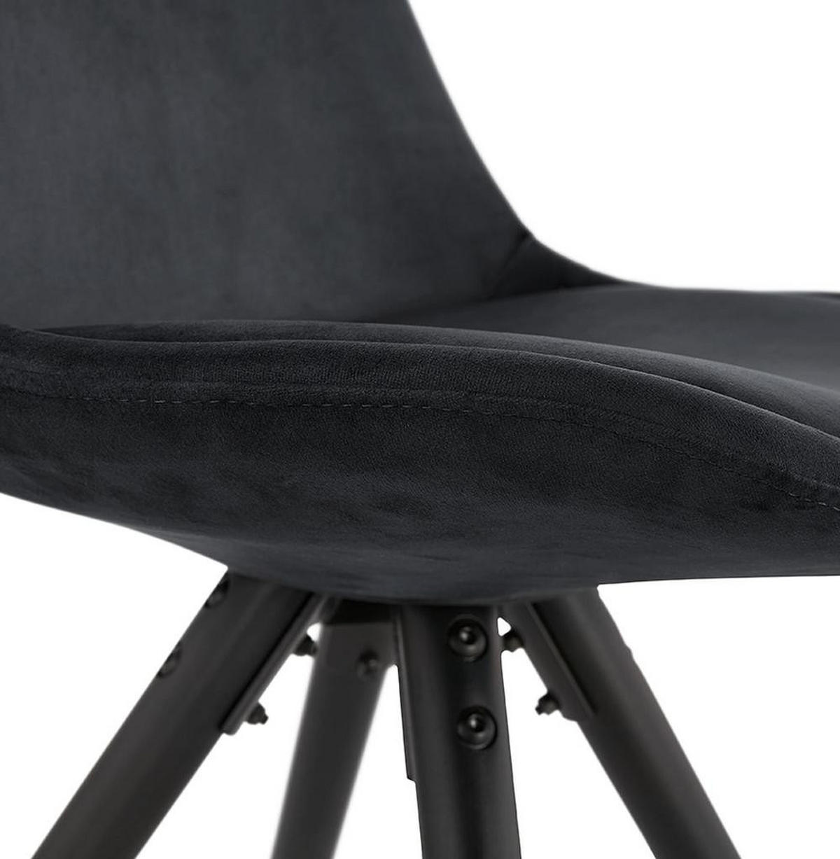 ESSZIMMERSTUHL Samtbezug mit Buchenholzgestell Vintage mit hoher Rückenlehne, Schwarz 48x56x84 cm - Schwarz, Buchenholz/Textil (48/84/56cm) - KADIMA DESIGN
