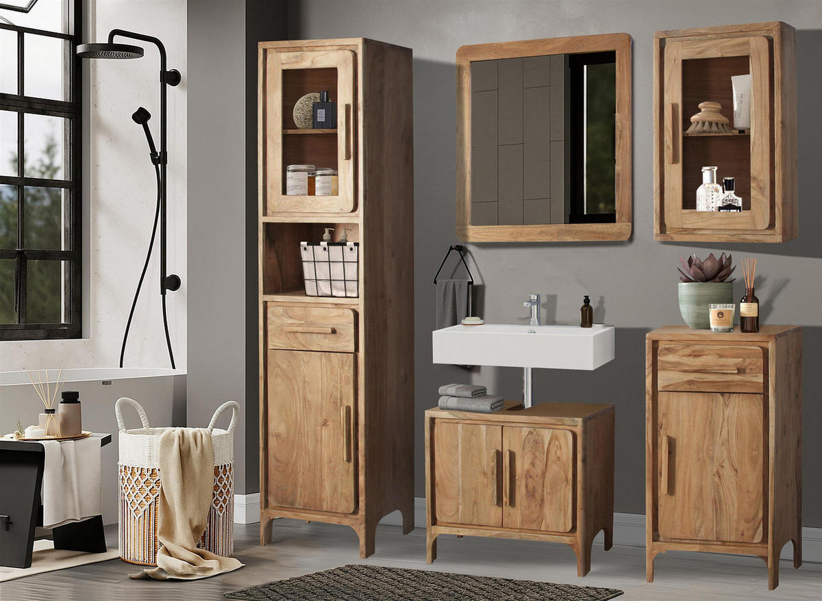 MASSIVER UNTERSCHRANK - Massivholz Akazie - Akaziefarben, Holz (44/87/32cm) - home24