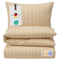 SEERSUCKER-BETTWÄSCHE 135x200 gestreift Sommer Bettbezug Bügelfrei aus 100% Baumwolle, Bettbezüge Streifen Muster Creme - Creme, Textil (135/200cm) - Carpe Sonno