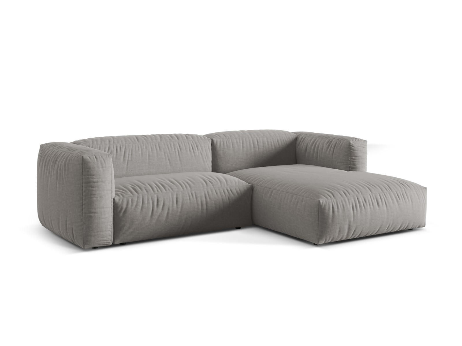 ECKSOFA modular rechts Martina aus strukturiertem Stoff hellgrau 2 Sitzplätze - Hellgrau, Textil (176/283cm) - Micadoni