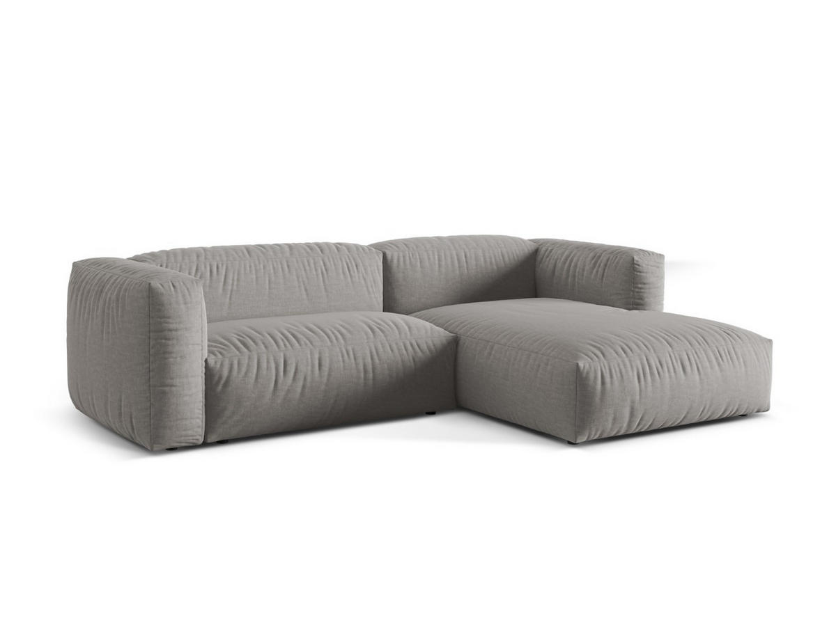 ECKSOFA modular rechts Martina aus strukturiertem Stoff hellgrau 2 Sitzplätze - Hellgrau, Textil (176/283cm) - Micadoni