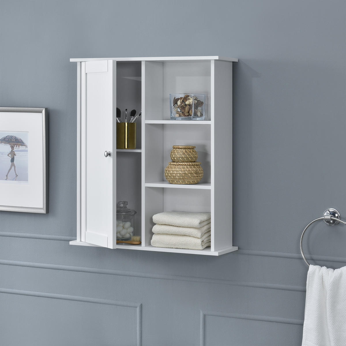 HÄNGESCHRANK Anderlecht - Weiß, Holzwerkstoff (60/71/18cm) - [en.casa]