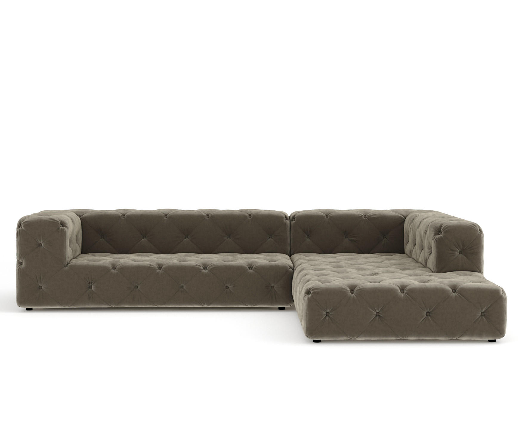 ECKSOFA Cosimo Taupe Samtstoff - Taupe/Schwarz, Holz/Holzwerkstoff (325/228cm) - Maison de Reve