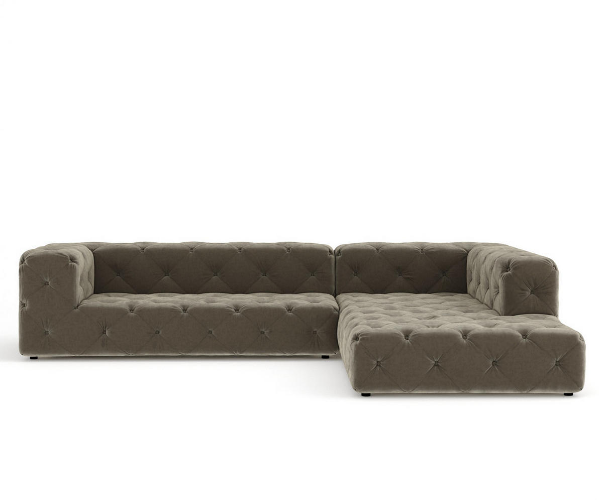 ECKSOFA Cosimo Taupe Samtstoff - Taupe/Schwarz, Holz/Holzwerkstoff (325/228cm) - Maison de Reve