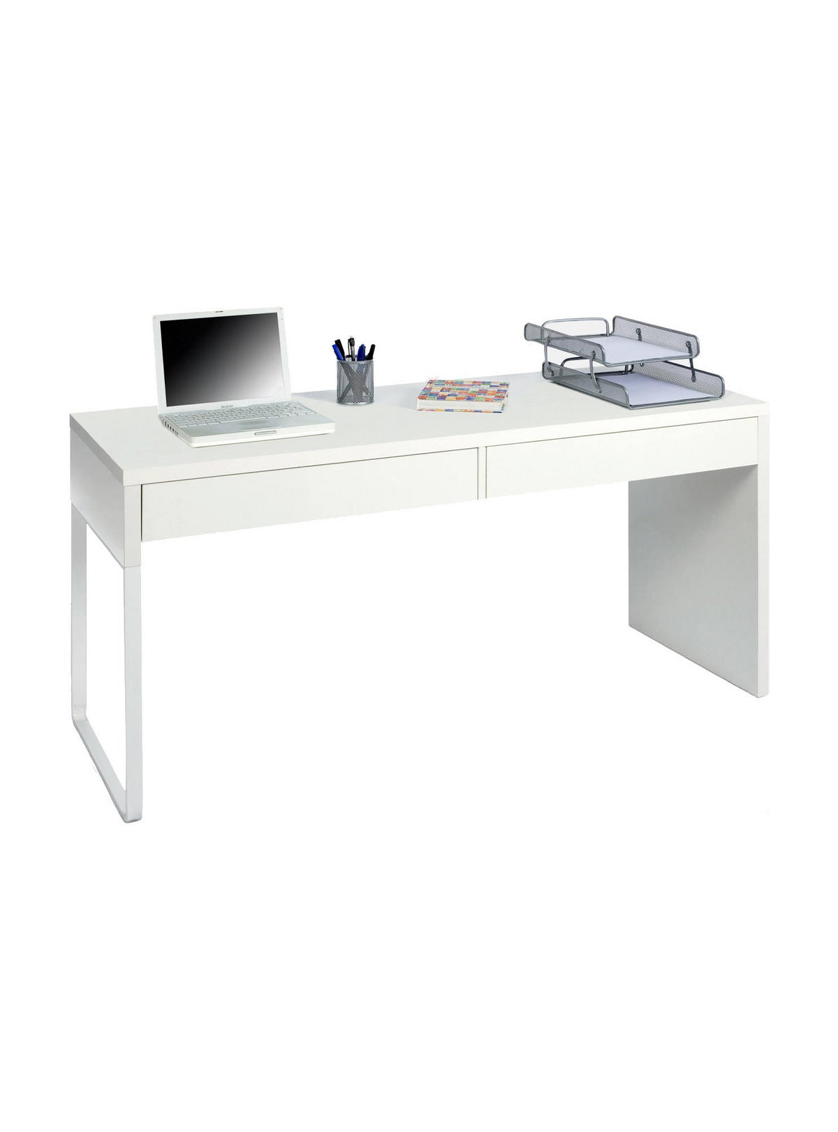SCHREIBTISCH Glänzendes Weiß 50/138/75 cm - Weiß, Holzwerkstoff (50/138/75cm) - DMORA