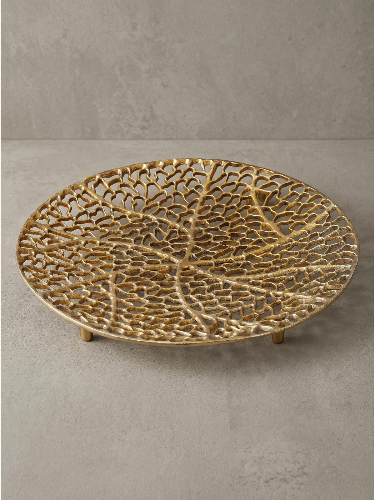 DEKOSCHALE ASTLUX, Aluminium, handgefertigt, Gold, Ø 44 x 4 cm - Goldfarben, Metall (44/4cm) - KADIMA DESIGN