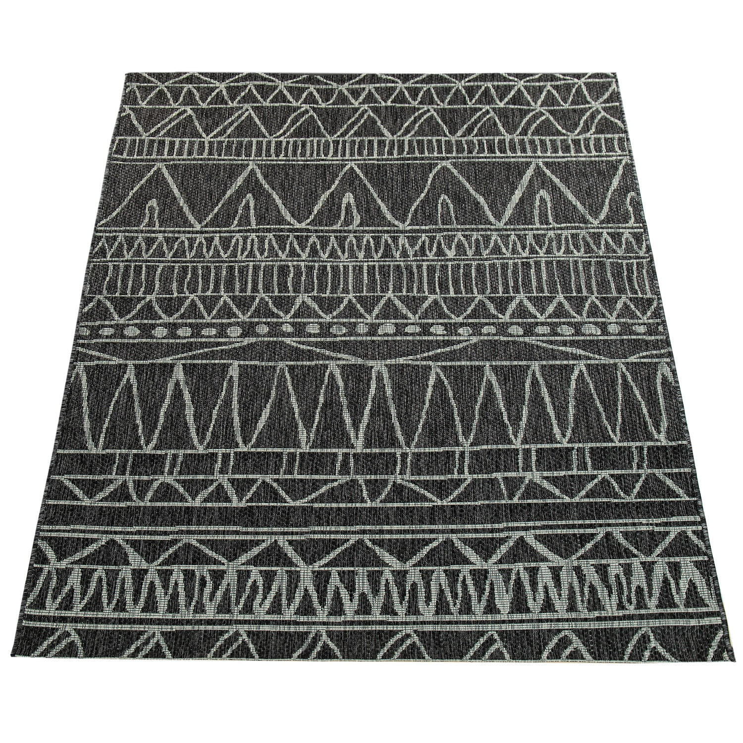 OUTDOORTEPPICH 60/100 cm Illusion 321 - Schwarz, Kunststoff (60/100cm) - Paco Home