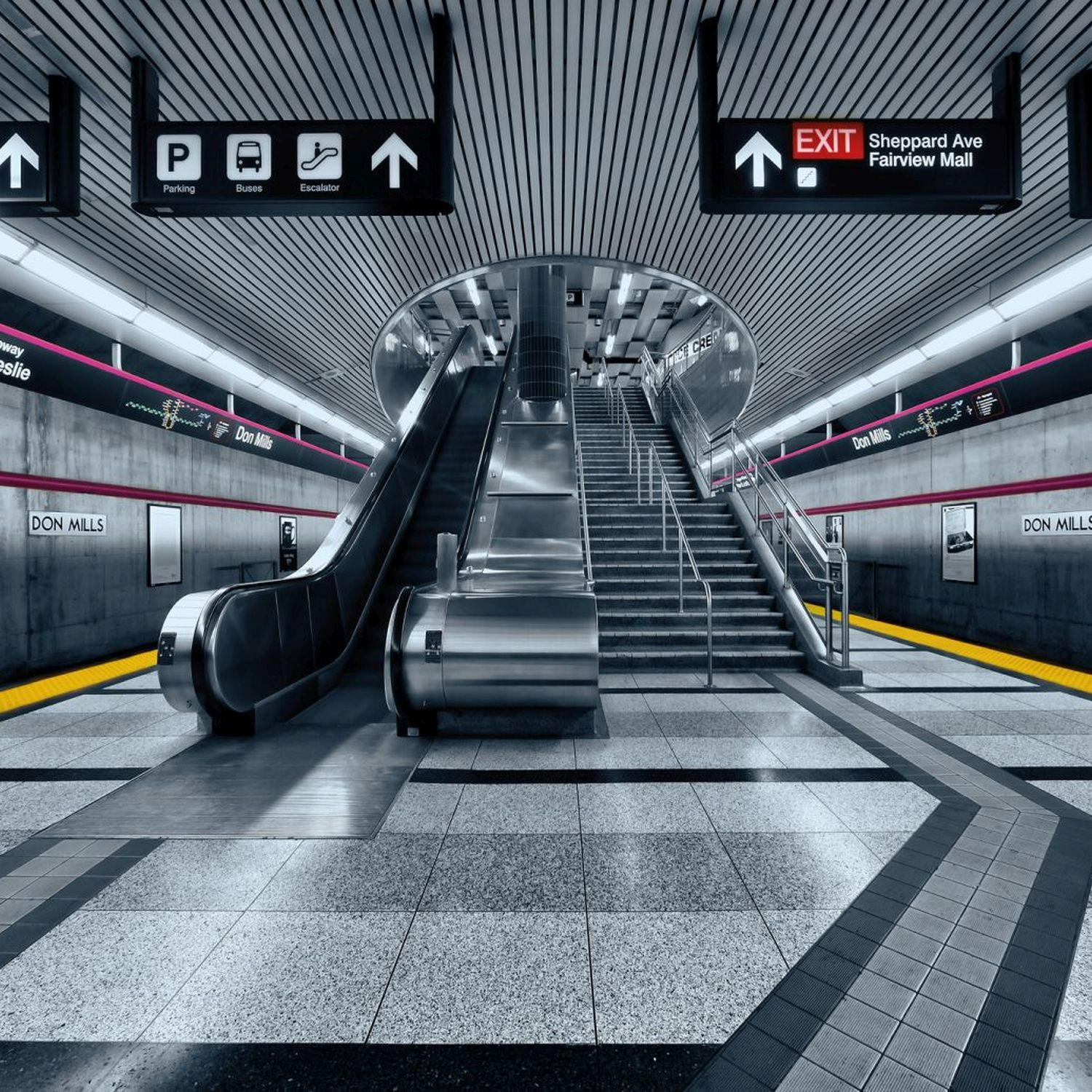 FOTOTAPETE U-Bahn 368 x 254 cm - Grau, Papier (368/254cm) - Sanders & Sanders