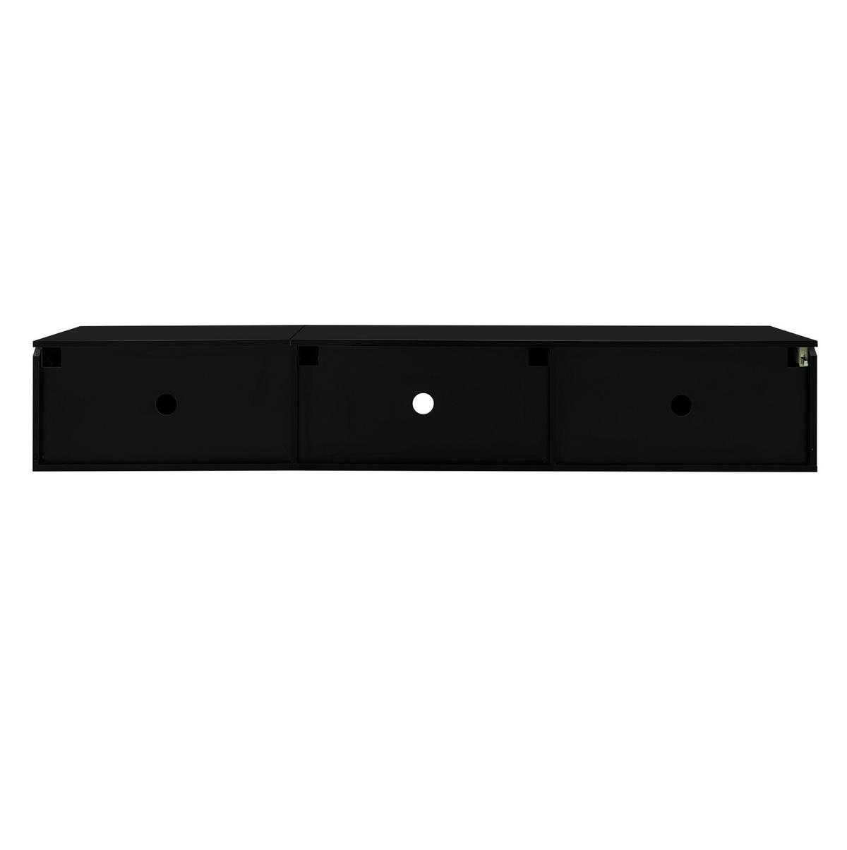 TV-LOWBOARD aus MDF und Spanplatte 180x35x30 cm Schwarz/Weiß mit LED-Beleuchtung und 3 Türen - Schwarz, Holzwerkstoff (180/30/35cm) - IVMEU