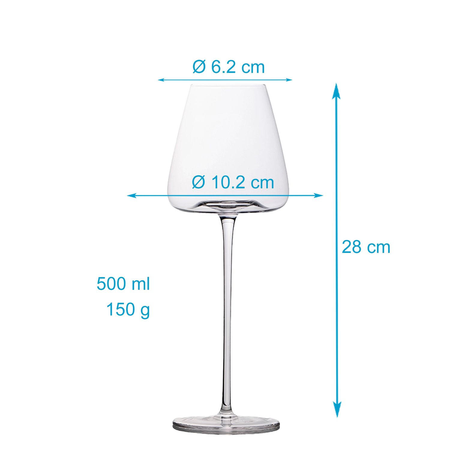 WEINGLÄSER 500 ml (6er Set) - Transparent, Glas (0.5L) - Intirilife