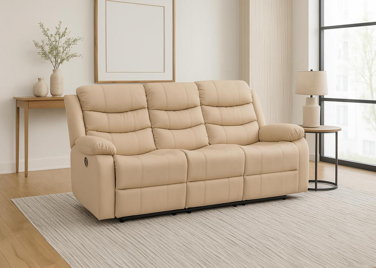 3ER KINOSESSEL Cremeweiß - Weiß, Textil (181/107/164cm) - MCW