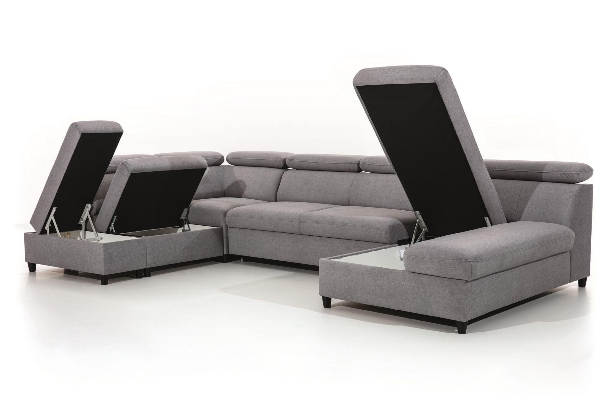 Thumbnail - Fun Möbel Wohnlandschaft, Grau, Textil, U-Form, 342x96x205 cm, Wohnzimmer, Sofas & Couches, Wohnlandschaften, Wohnlandsc...