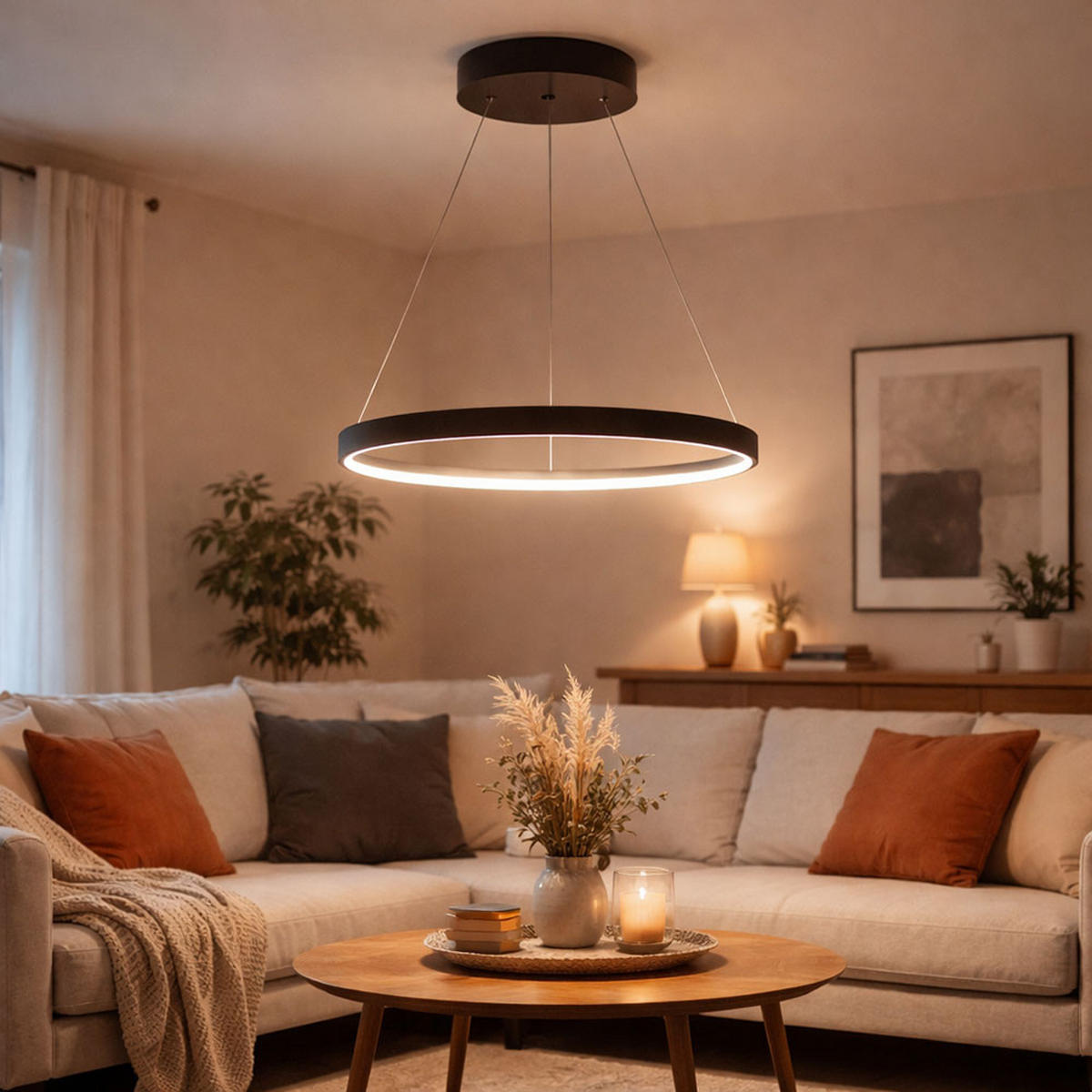 LED HÄNGELEUCHTE RALPH Schwarz Opal - Schwarz, Metall (38.5/38.5/120cm) - Globo Lighting