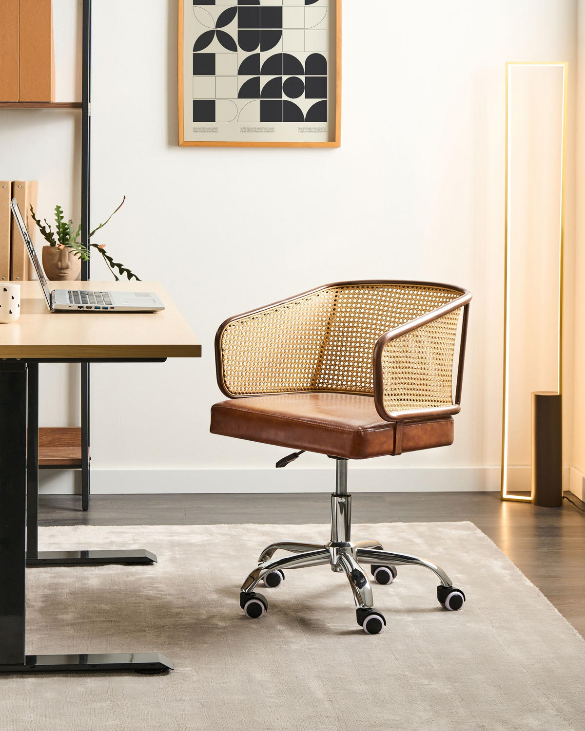 SCHREIBTISCHSTUHL Kunstleder Braun Tucson - Braun, Kunststoff (50/75/50cm) - Beliani