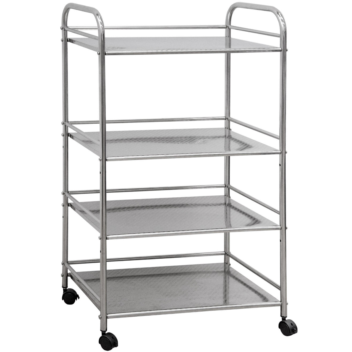 SERVIERWAGEN 60/35/100 cm mit 4 Etagen - Silberfarben, Metall (35/100/60cm) - eyepower