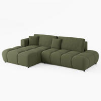ECKSOFA BARI Links Grün Velours Easy Clean L-Form Couch mit Schlaffunktion & Bettkasten - Schwarz/Grün, Holz (170/280cm) - Barchello