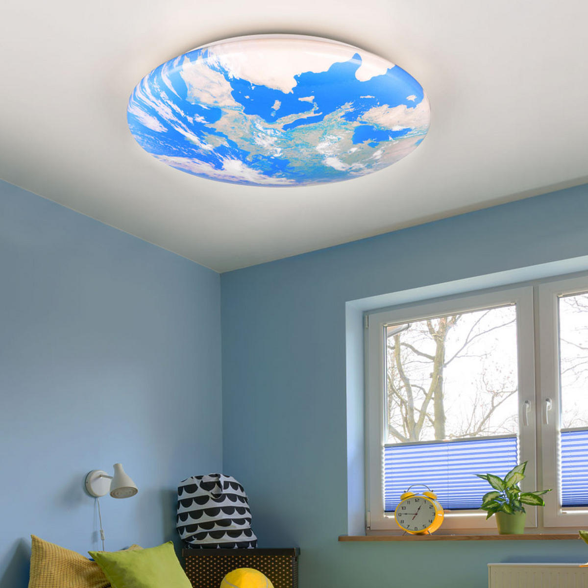 LED KINDERDECKENLEUCHTE Weltkugel Bunt Metall - Multicolor, Metall (37/37/8cm) - Trio Leuchten