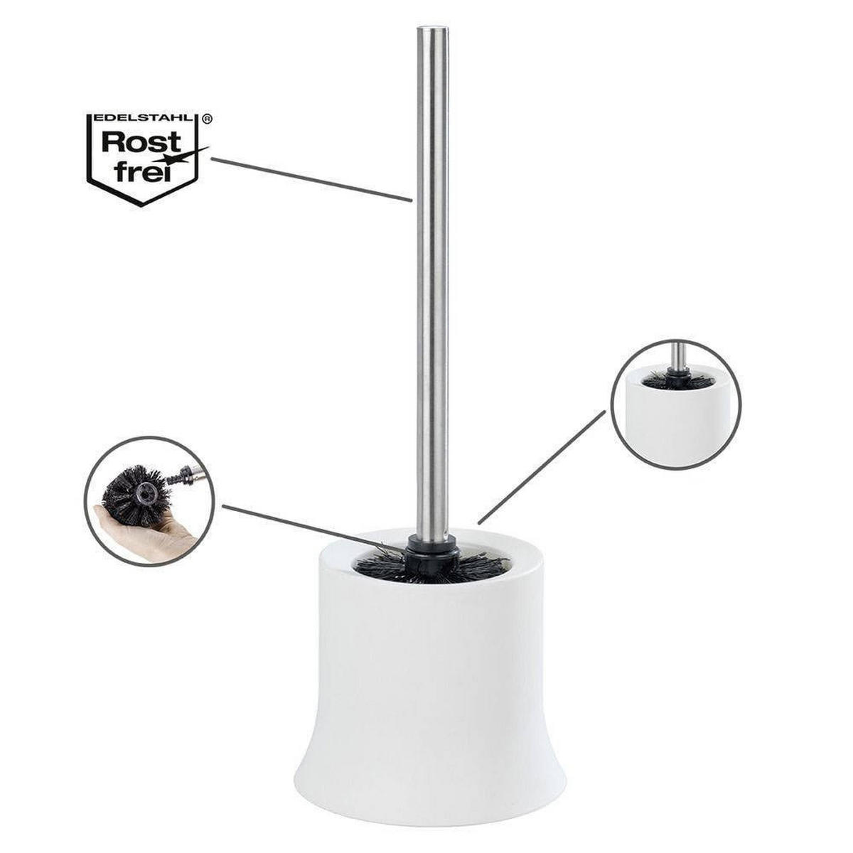 BÜRSTENBEHÄLTER Basic White 14/14/38 cm - Weiß, Kunststoff (14/38/14cm) - Wenko