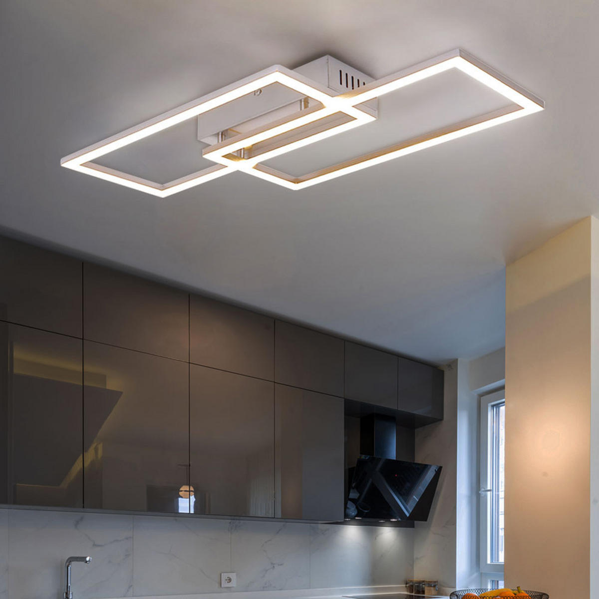 LED DECKENLEUCHTE MUNNI Silber Opal - Silberfarben, Metall (52/24.2/6.2cm) - Globo Lighting