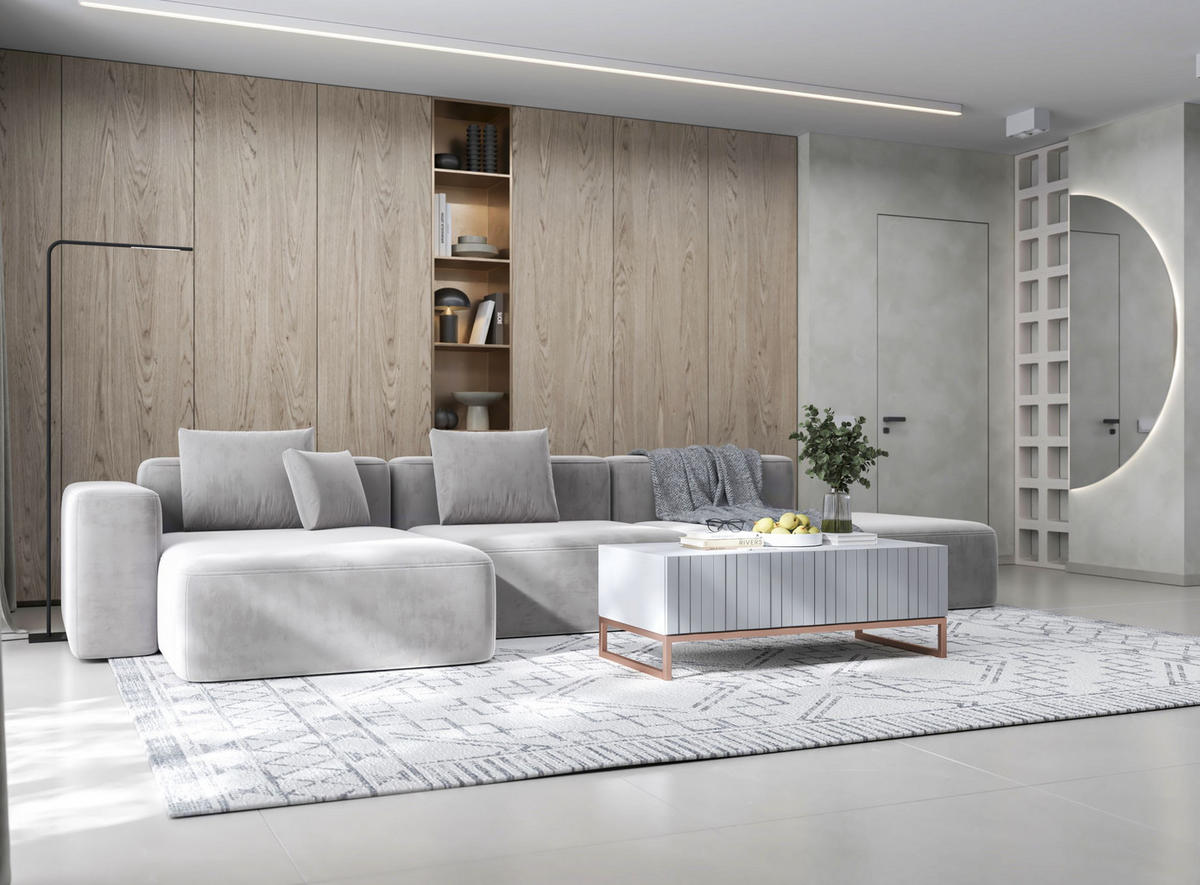 COUCHTISCH Elpis Weiß matt Glamour 110 cm - Weiß/Kupferfarben, Holzwerkstoff/Metall (54/110/39cm) - Meble Lindner
