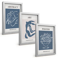 BILDER SET 3er Set - 20x30 cm Silberner Rahmen - Matisses stilvolle abstrakte Muster - Silberfarben, Kunststoff (20/30cm) - TULUP