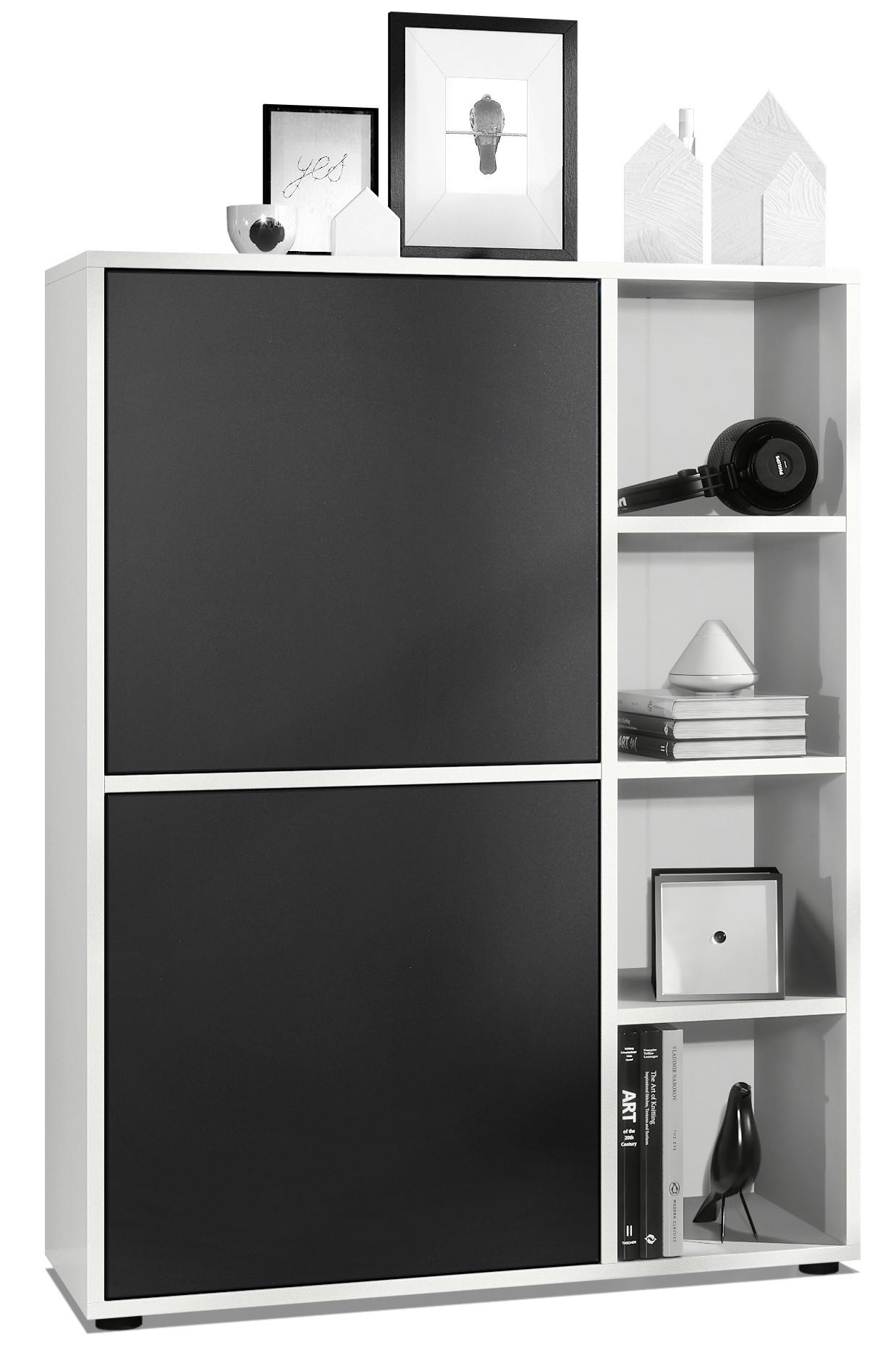 Vladon Highboard Schwarz 79x105.5x35.5 cm