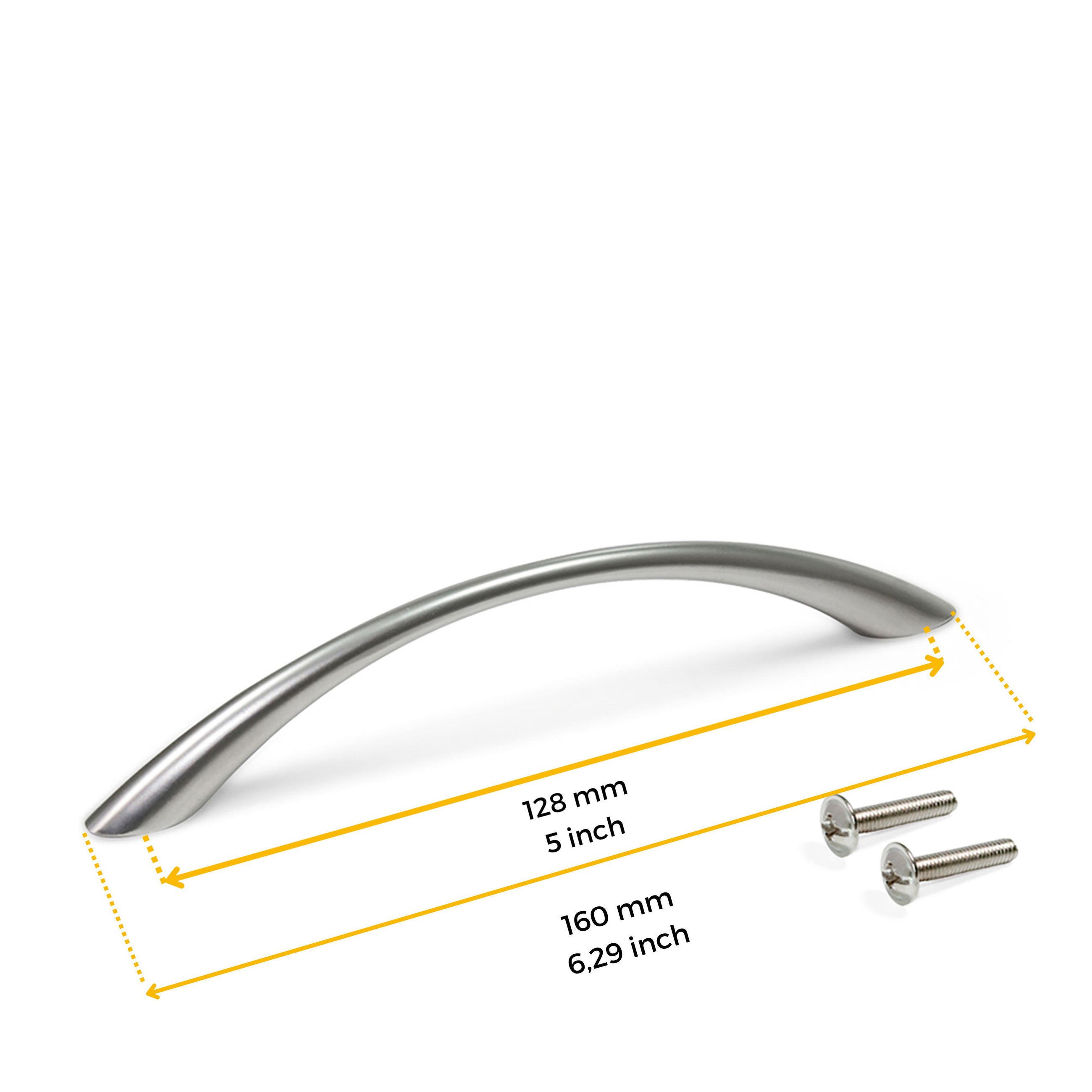 MÖBELGRIFFE Bombay, L160mm, 128mm Achsenabstand, Zamak, Nickel satiniert 20er-set - Silberfarben, Kunststoff (1/3/16cm) - EMUCA