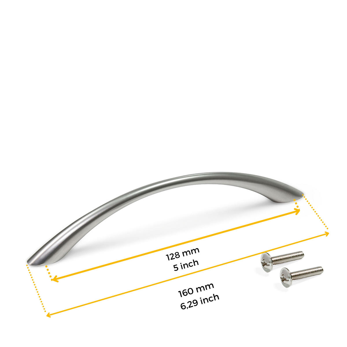MÖBELGRIFFE Bombay, L160mm, 128mm Achsenabstand, Zamak, Nickel satiniert 20er-set - Silberfarben, Kunststoff (14/3/20cm) - EMUCA
