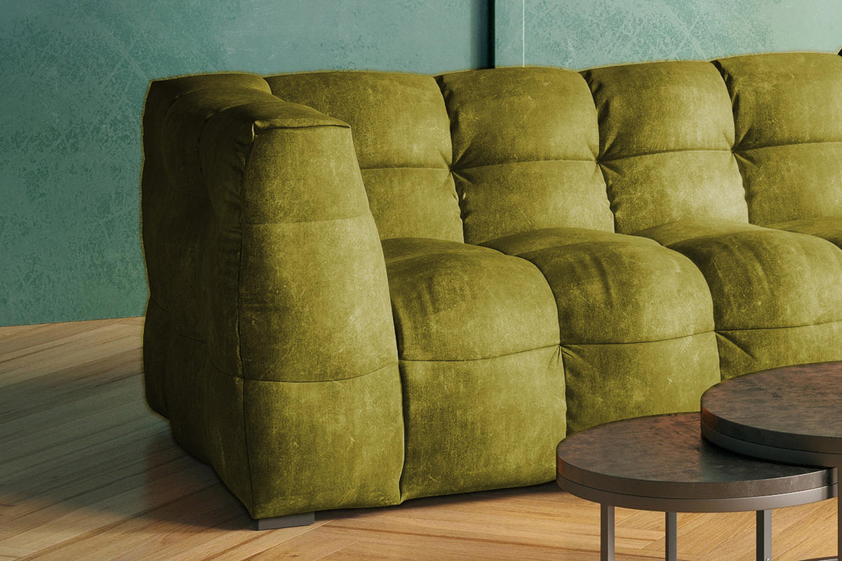 ECKSOFA RIO Grün Velvet - Schwarz/Grün, Textil (319/170cm) - KAWOLA