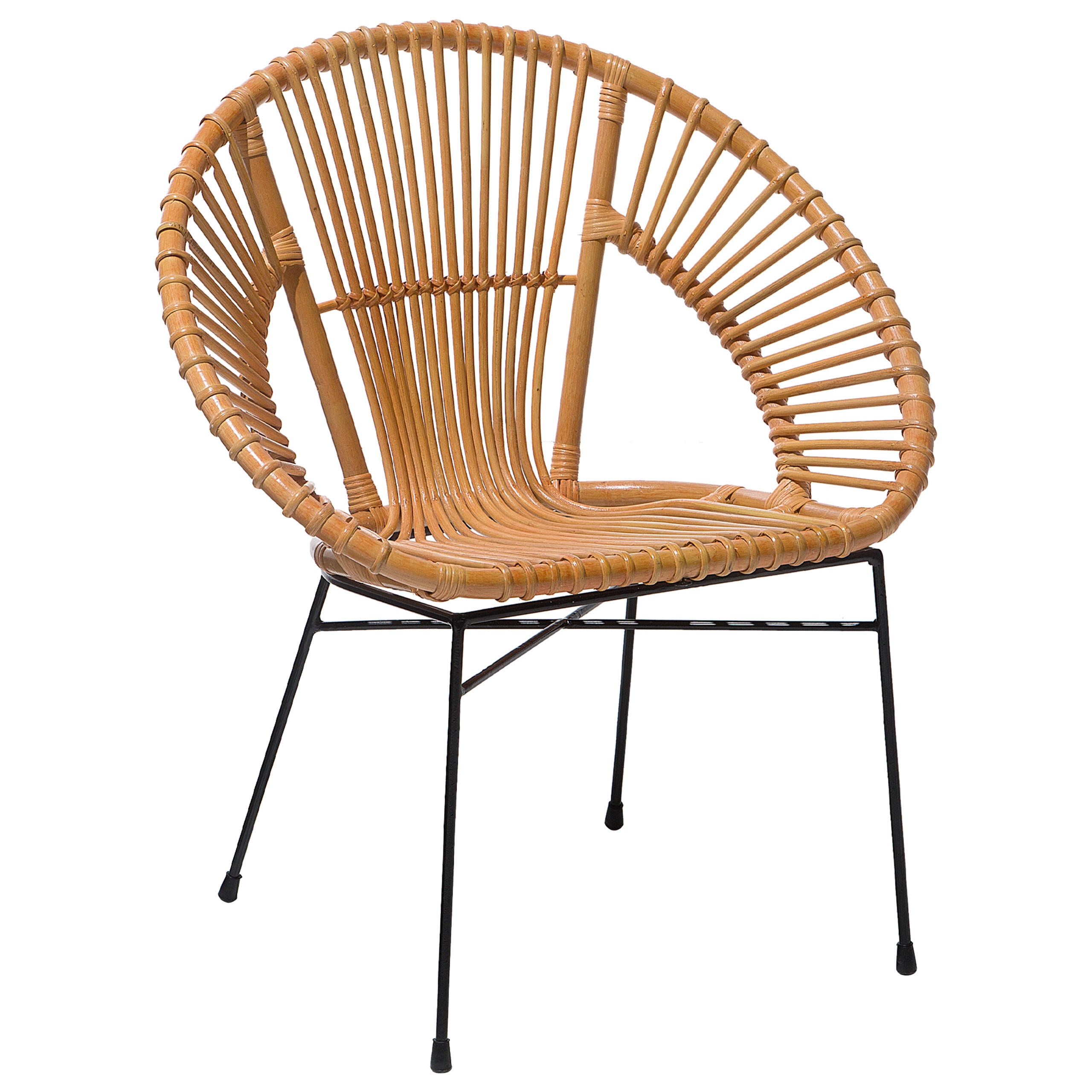 RATTANSTUHL Rattan Beige Sarita - Beige, Naturmaterialien/Metall (70/80/48cm) - Beliani