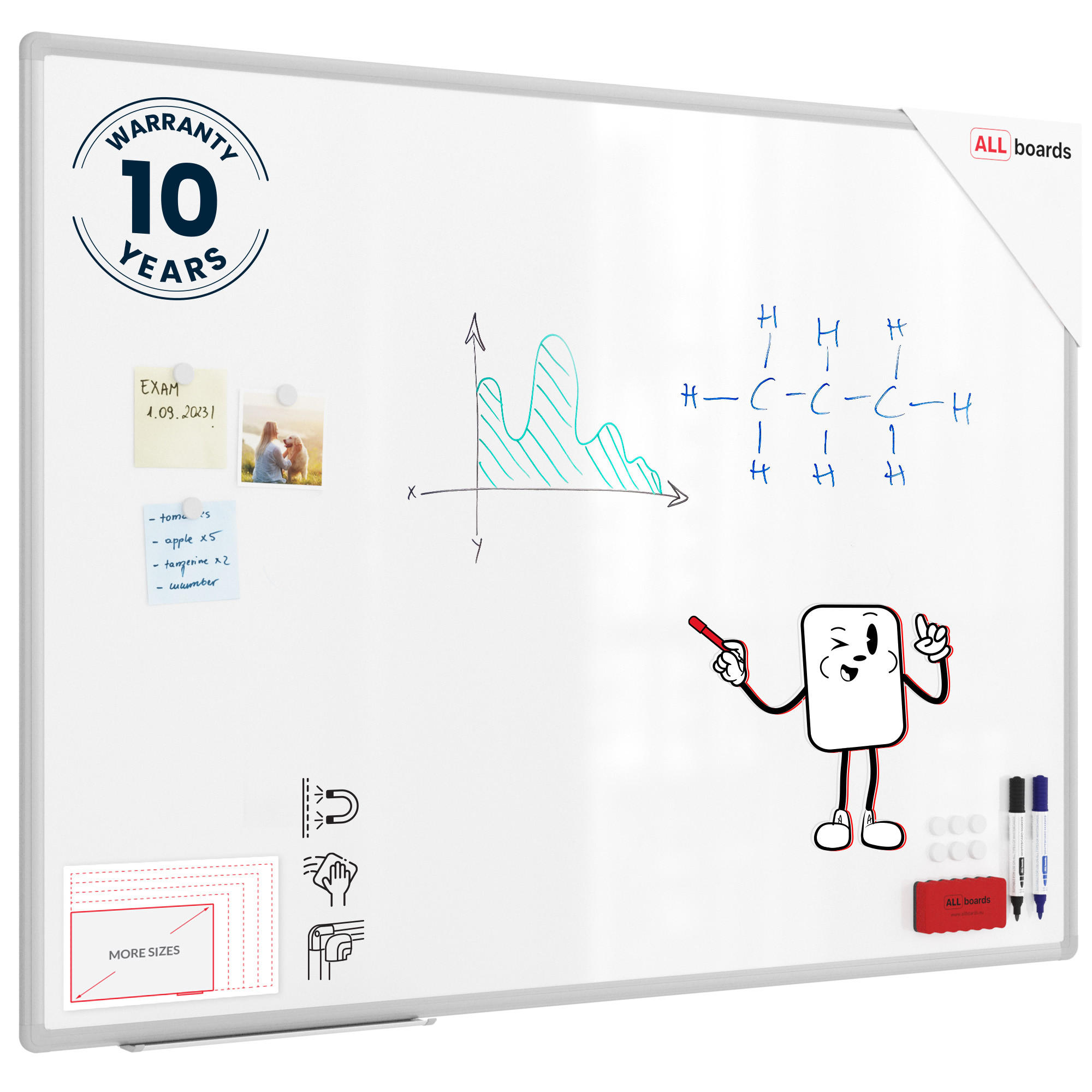 WHITEBOARD - EXPO Alurahmen 120x90cm - Weiß, Metall (120/90/1.6cm) - ALLboards