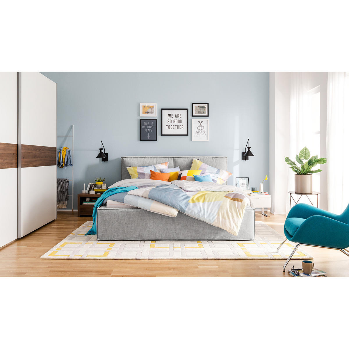 POLSTERBETT - Grau, Textil (160/200cm) - home24