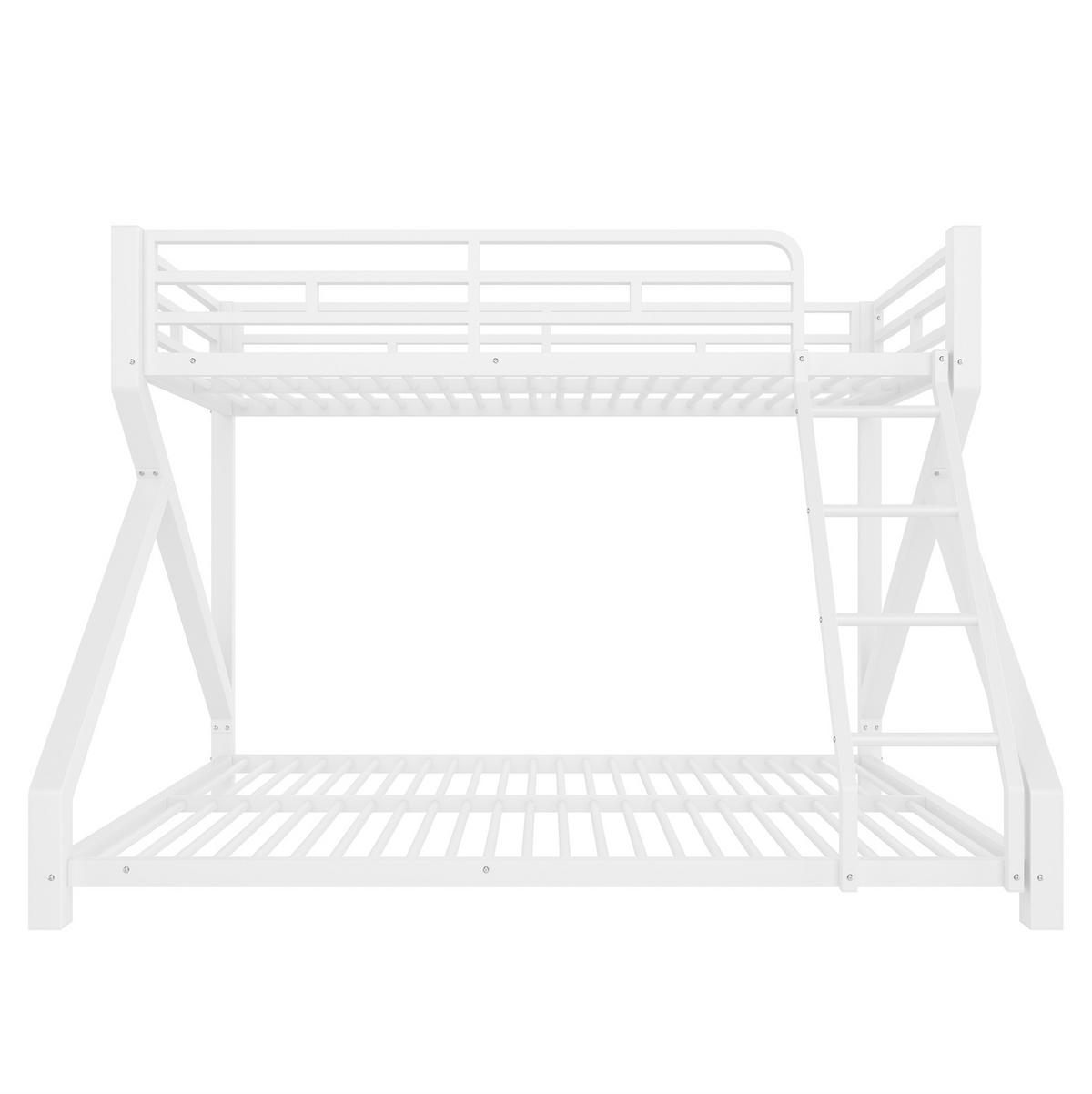 ETAGENBETT aus Metall 90x200/140x200 cm Weiß mit LED-Lichtleiste, Sicherheitsgeländer und Leiter - Weiß, Metall (90/200cm) - Modfu