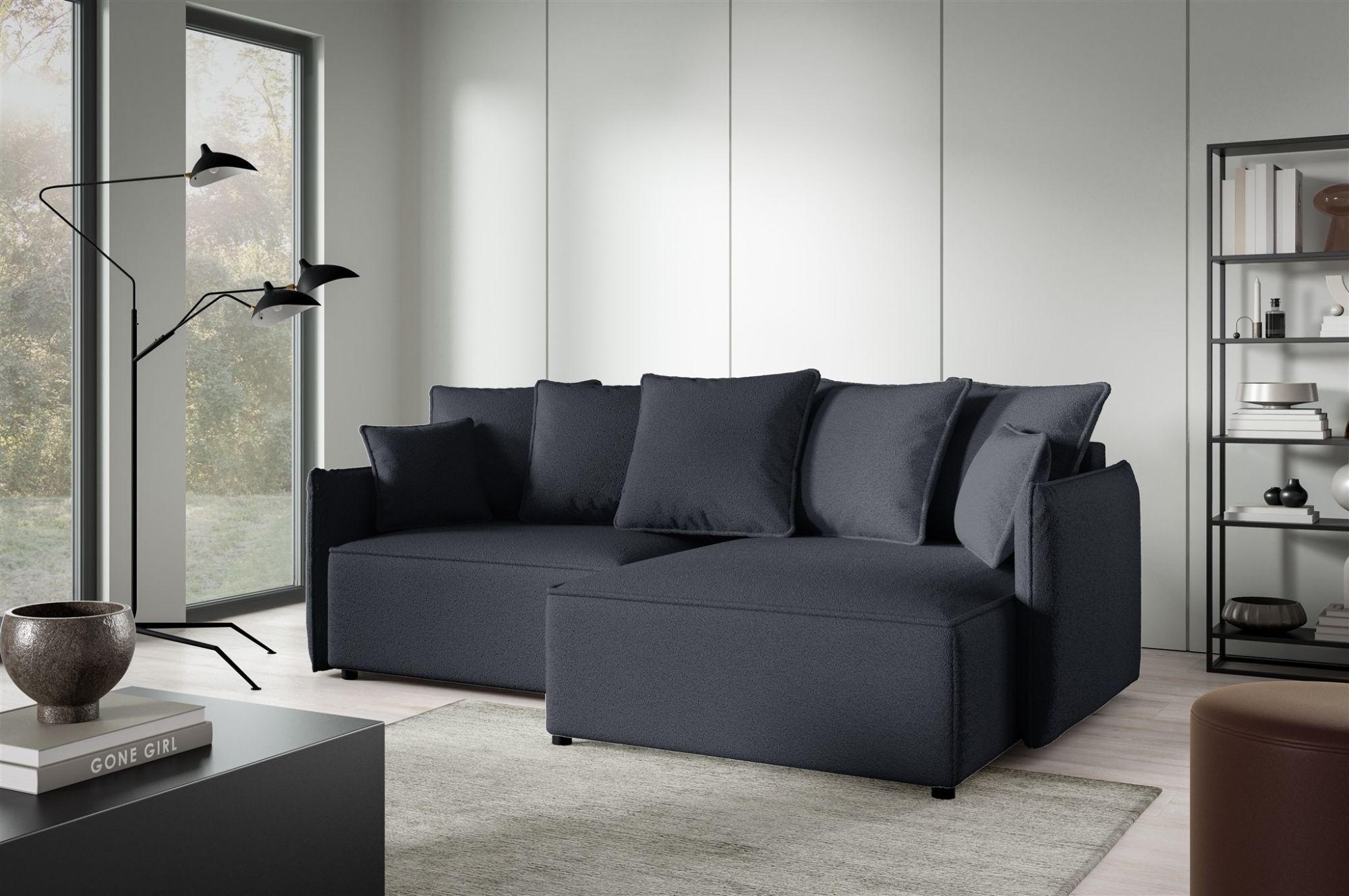 ECKSOFA Minea Mit Schlaffunktion - Anthrazit, Holzwerkstoff/Textil (221/153cm) - Fun Möbel