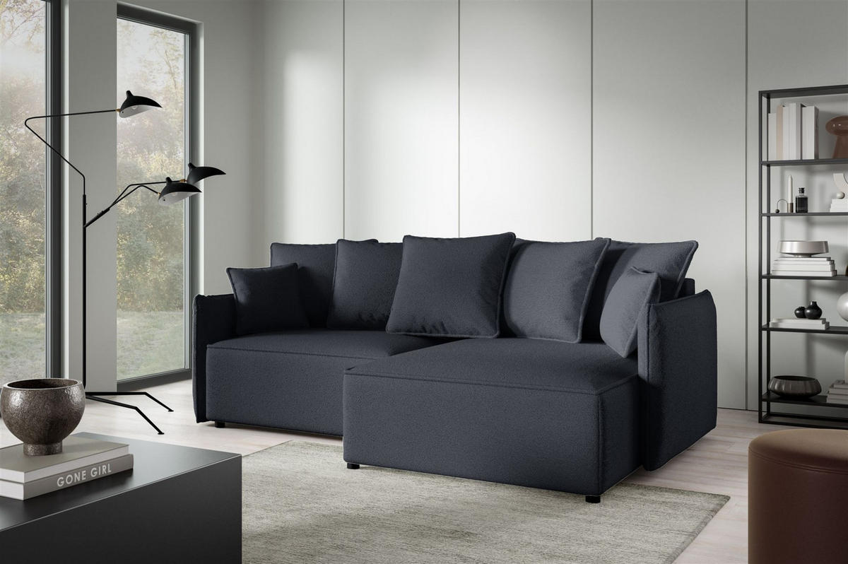 ECKSOFA Minea Mit Schlaffunktion - Anthrazit, Holzwerkstoff/Textil (221/153cm) - Fun Möbel