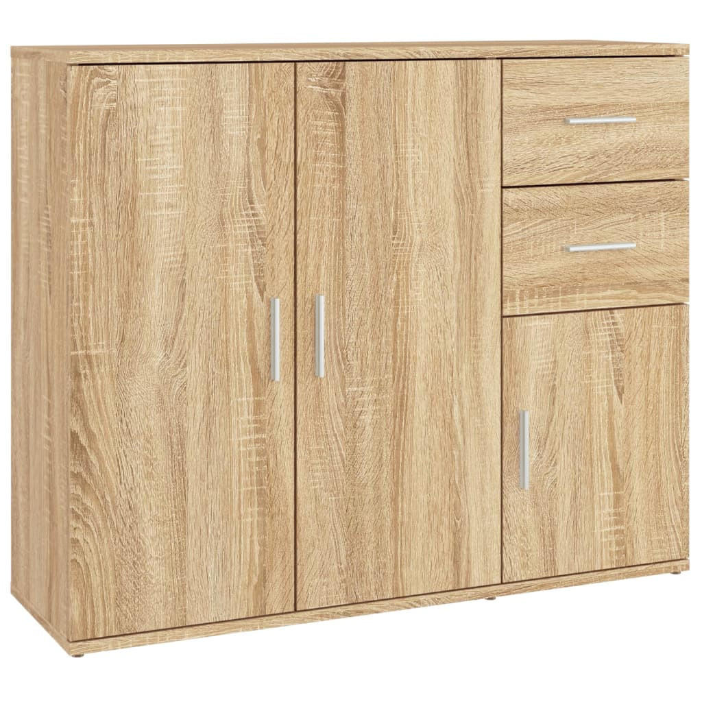 SIDEBOARD mit 2 Schubladen, 3 Türen 91/29,5/75 cm aus Holzwerkstoff Sonoma-Eiche Dekor - Sonoma Eiche, Holz (91/75/29.5cm) - vidaXL