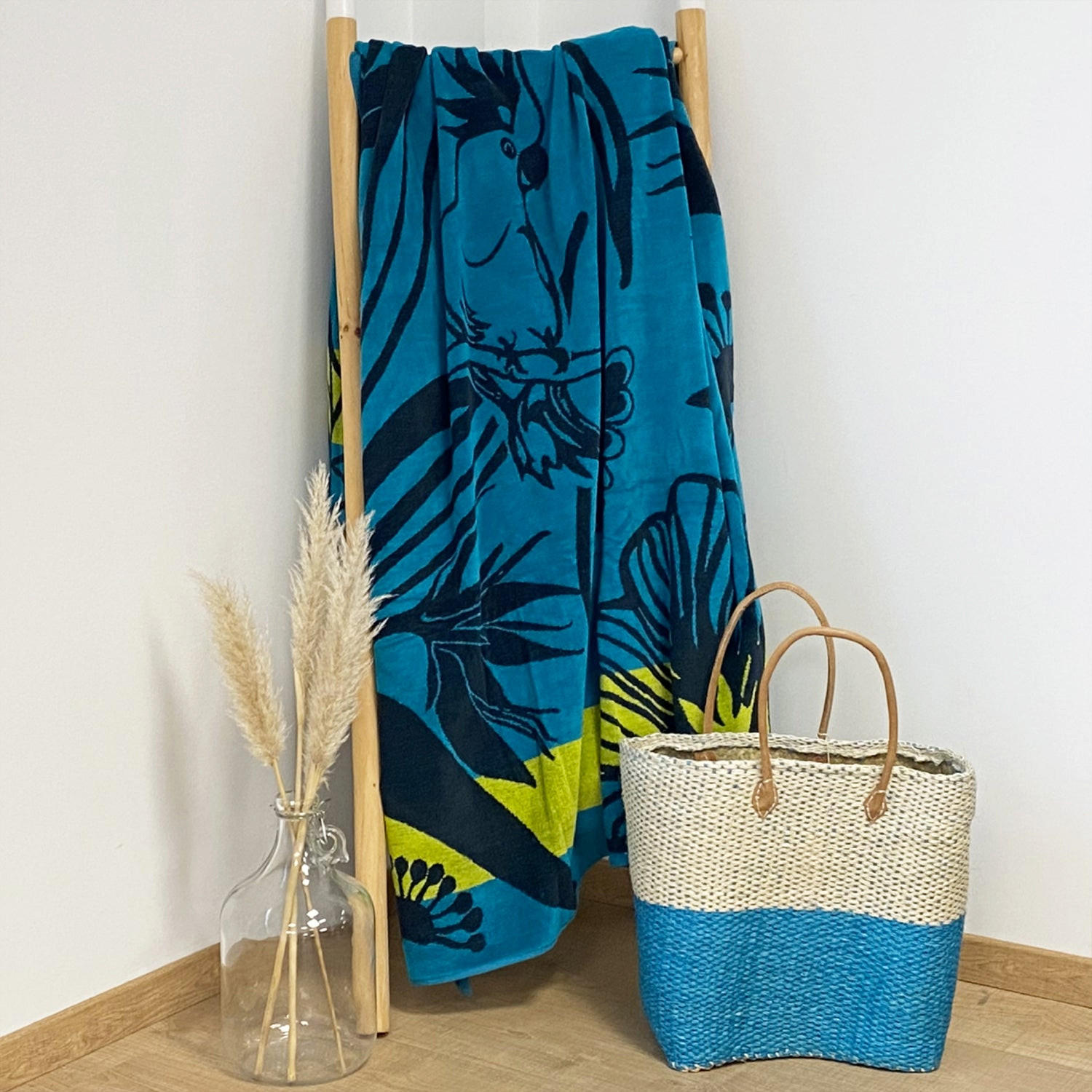 STRANDTUCH Frottee Velours Jacquard Papiga 140x180 400g/m² - Blau, Textil (140/180cm) - LE COMPTOIR DE LA PLAGE