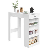 BARTISCH, Küchentisch mit Weinregal,100 x 50 x 100 cm - Weiß, Holzwerkstoff (50/100/100cm) - Woltu