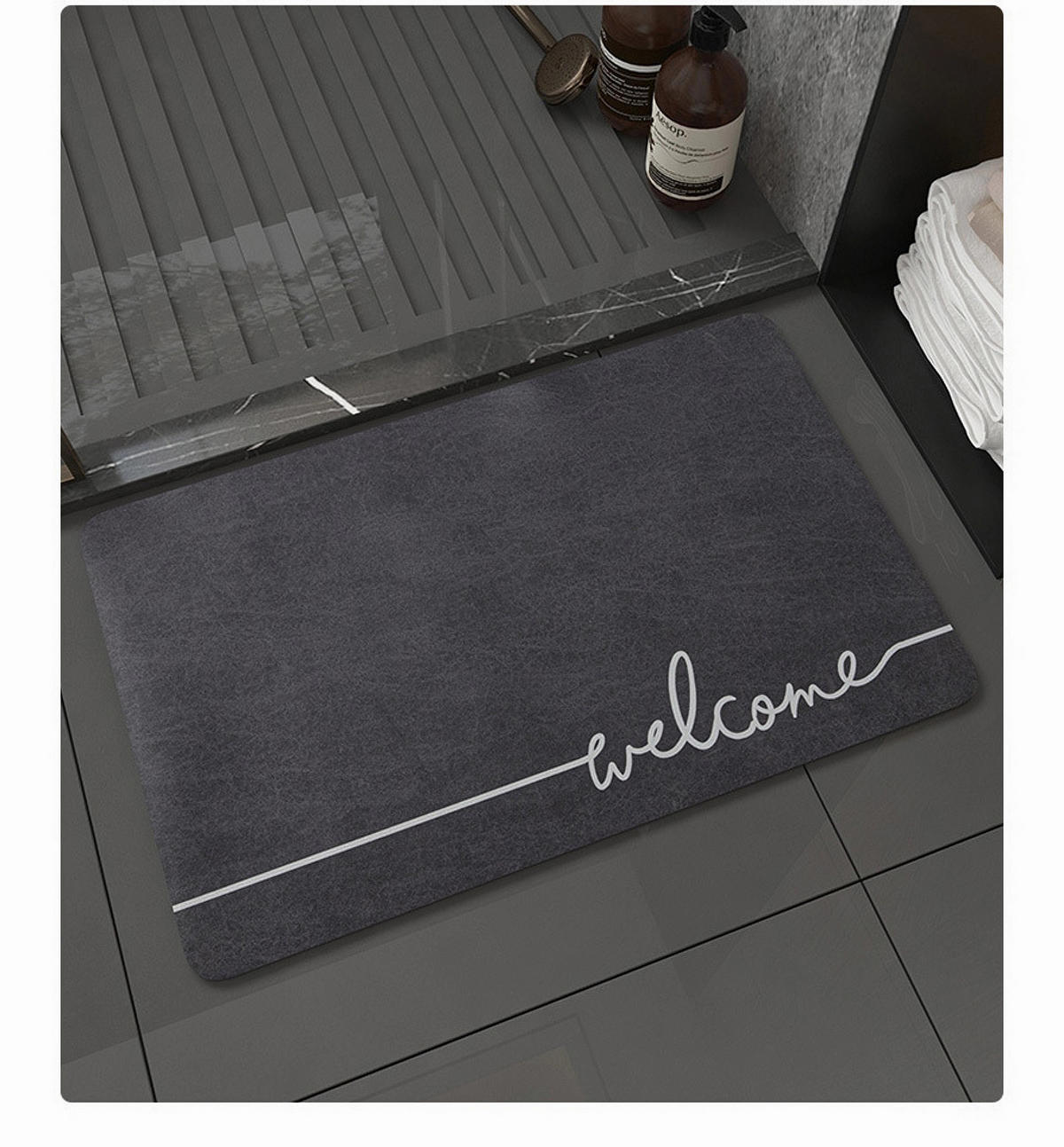 FUSSMATTE Wildlederstoff 50/80 cm 1 Artikel - Dunkelblau, Textil (50/80cm) - Kaket