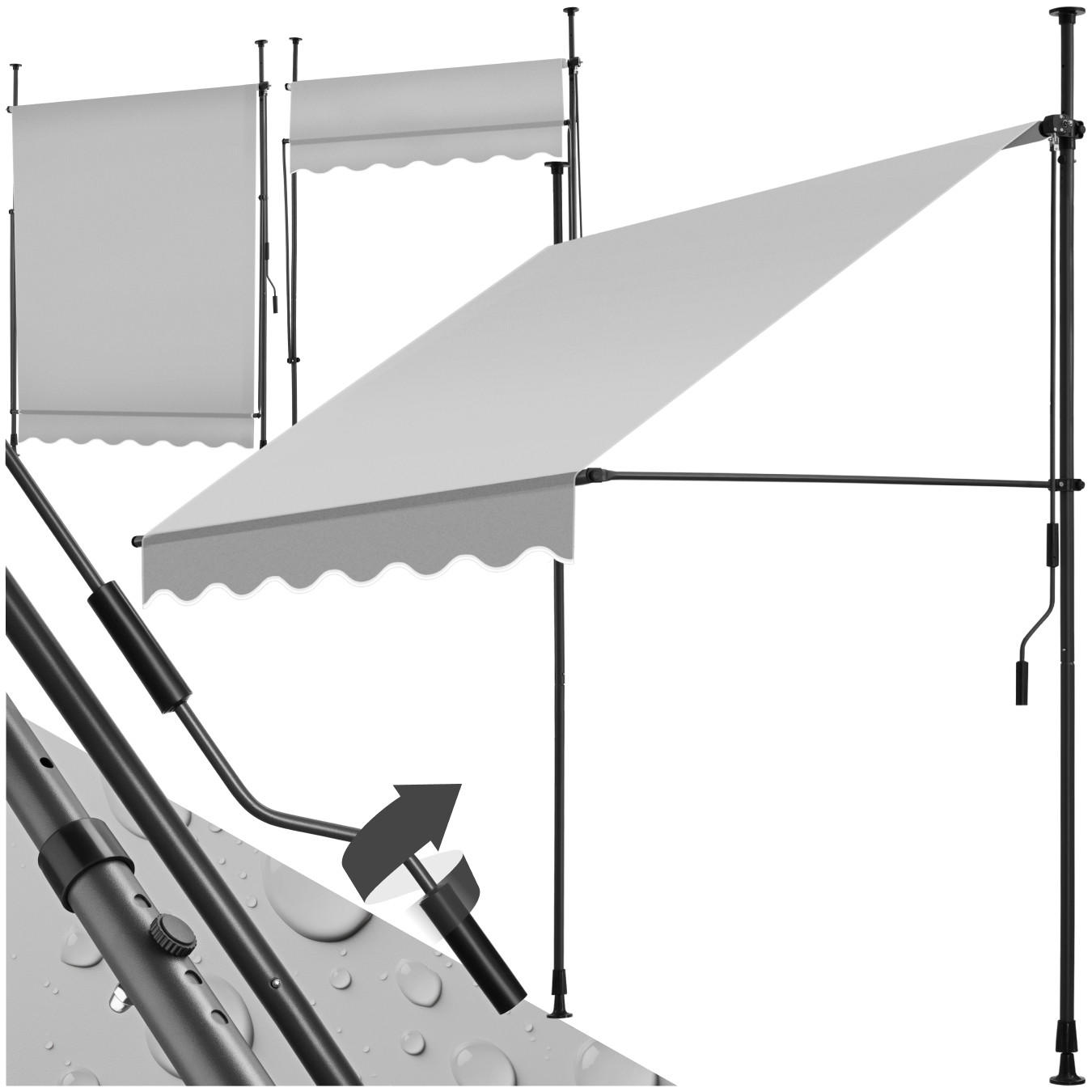 KLEMMMARKISE ,einfache Montage,hellgrau - Hellgrau, Kunststoff (150/304/180cm) - tectake