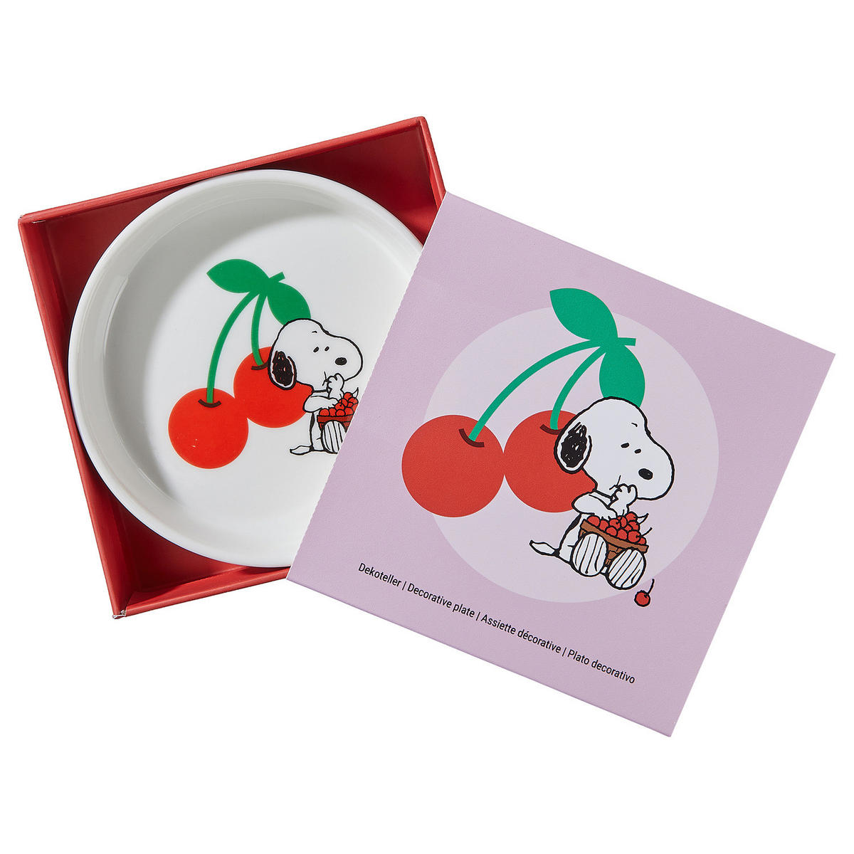 DEKOTELLER Peanuts Snoopy mit Kirschen - Weiß, Keramik (2cm) - Butlers